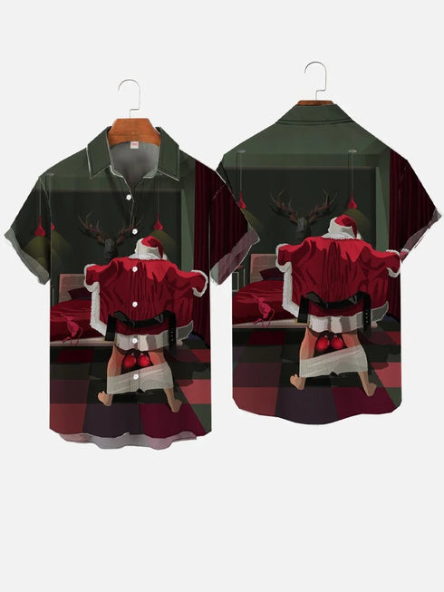 Men's Christmas Funny Graphic Short Sleeve Hawaiian Shirt